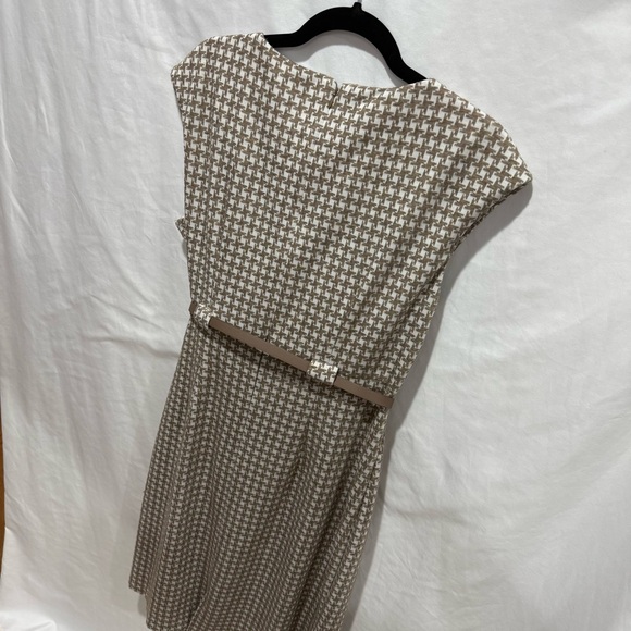 Dressbarn Houndstooth Belted Midi Dress 16 Career Workwear Neutral Office Midi - Picture 11 of 14